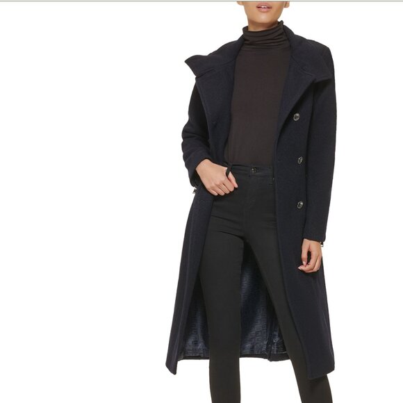 NWOT  $375 Guess Wool Blend Trench Coat NAVY XL - Picture 4 of 11